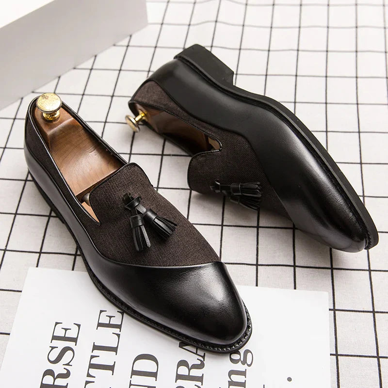 Men’s Slip-On Tassel Loafers – Classic Leather Business Dress Shoes
