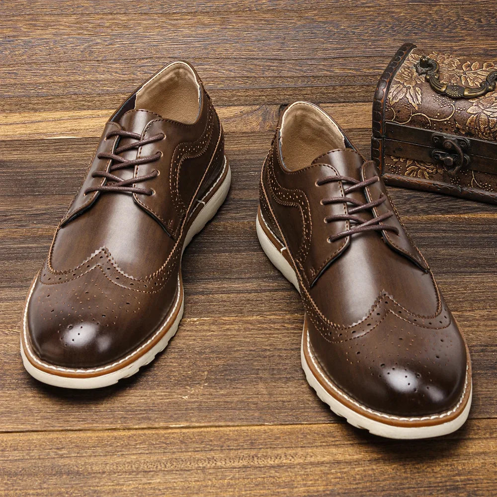 Men’s Casual Business Brogue Shoes – Classic Retro Lace-Up Flats