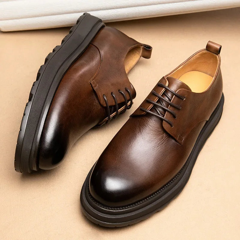 Genuine Leather Dress Shoes Thick Sole