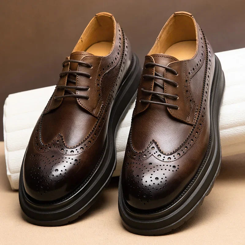 Britische Herren-Lederschuhe – Retro-Modell mit dicker Sohle
