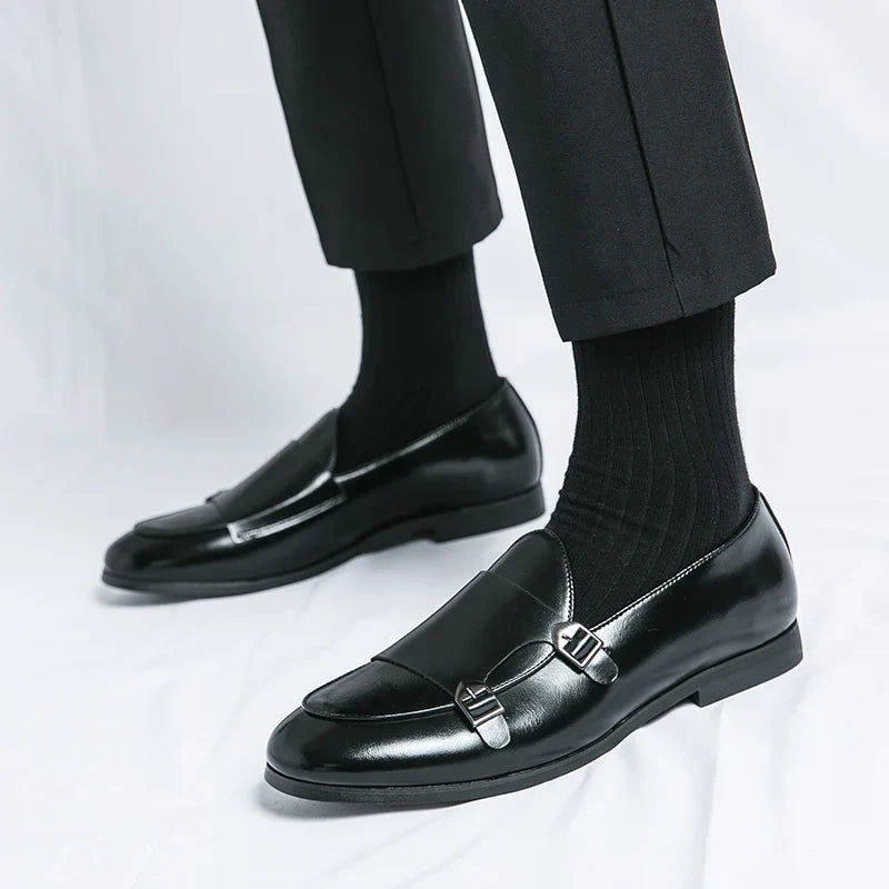 Men’s Monk Strap Shoes – Formal Leather Buckle Dress Shoes