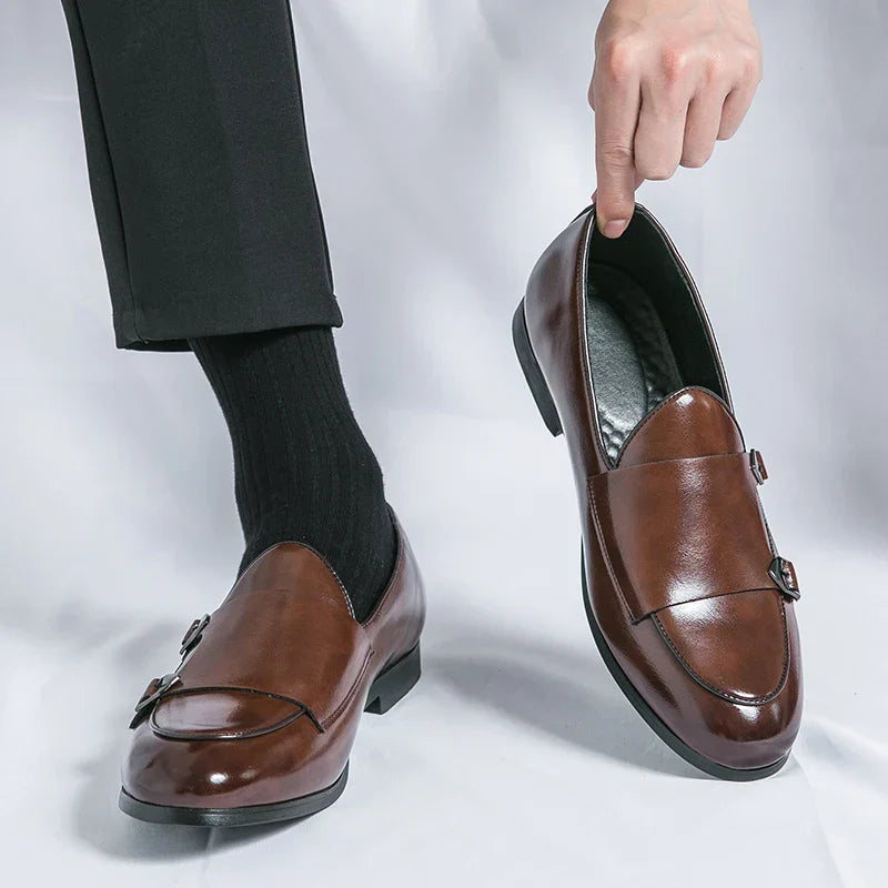 Men’s Monk Strap Shoes – Formal Leather Buckle Dress Shoes