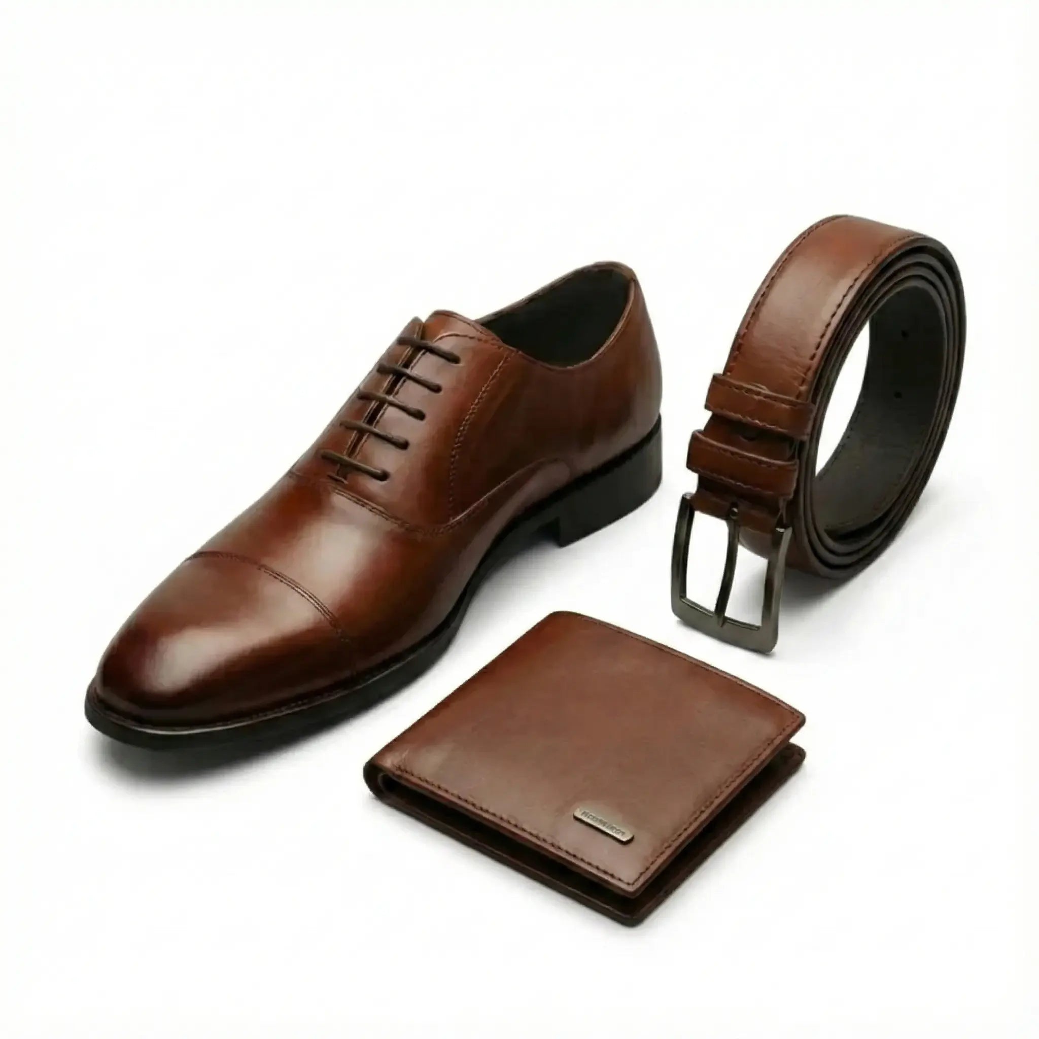 Men’s Oxford Shoes – Premium Leather Elegance with Complimentary Belt & Wallet