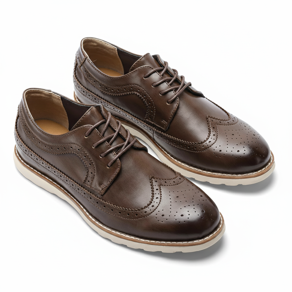 Men’s Casual Business Brogue Shoes – Classic Retro Lace-Up Flats