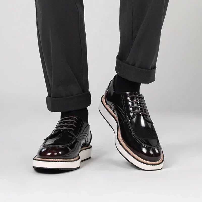 Men’s Genuine Leather Derby Shoes – Classic Brogue Oxford Dress Shoes