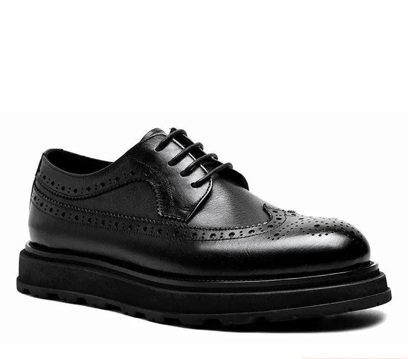 British Men’s Leather Shoes – Thick Sole Retro Brogues for Wedding & Business