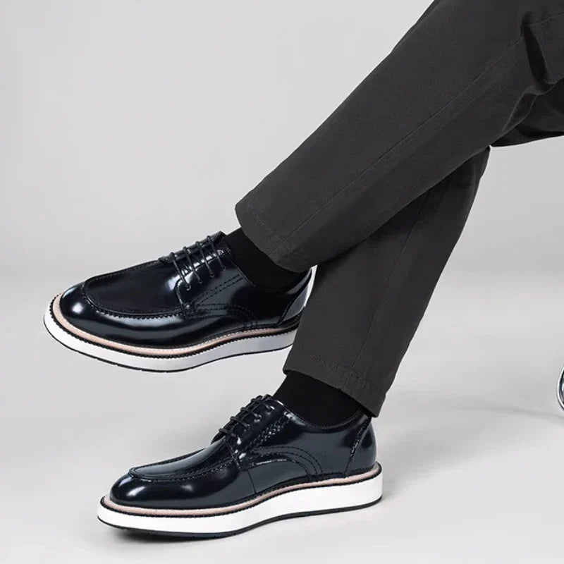 Men’s Genuine Leather Derby Shoes – Classic Brogue Oxford Dress Shoes