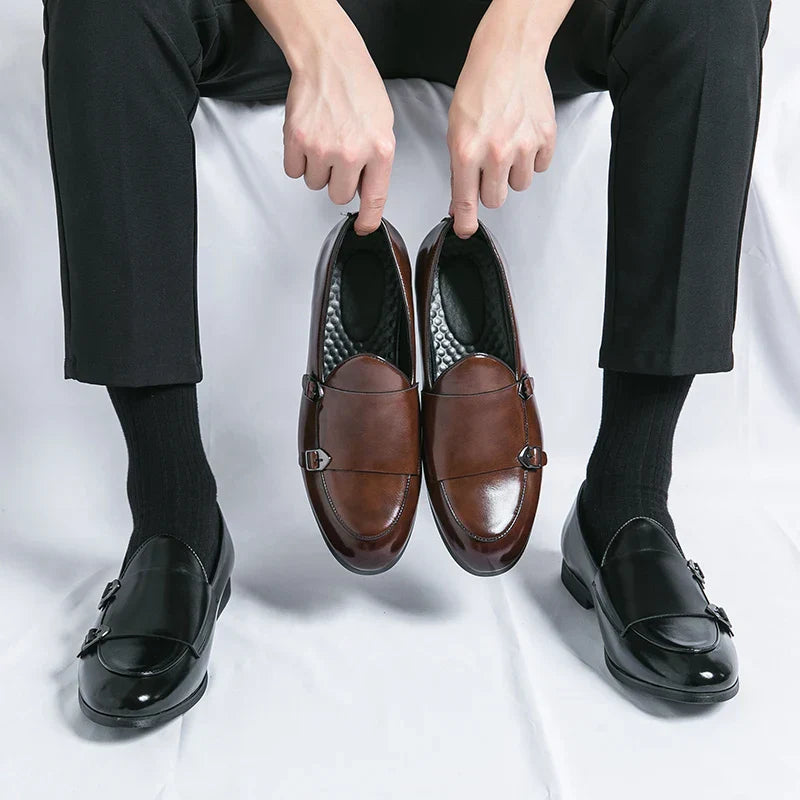 Men’s Monk Strap Shoes – Formal Leather Buckle Dress Shoes