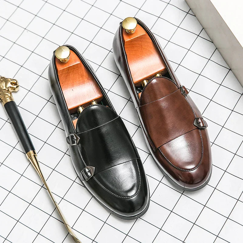 Men’s Monk Strap Shoes – Formal Leather Buckle Dress Shoes